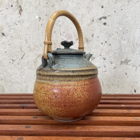 Rare Vintage Wally Schwab Flameware Ceramic Teapot w/ 2 Mugs - Picture 6 of 15